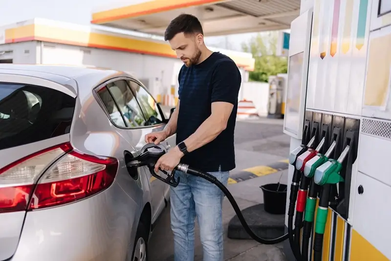Using fuel card at petrol station