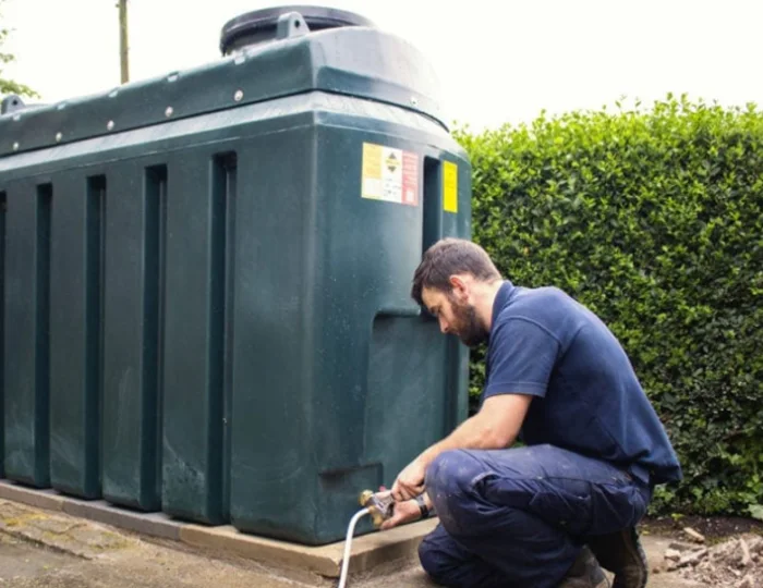 Heating Oil tank being installed